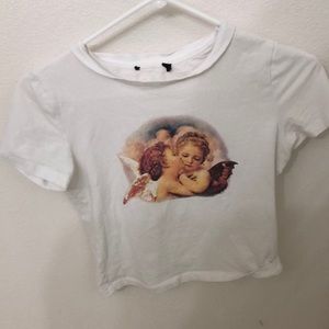 Forever 21 kissing angels graphic crop top